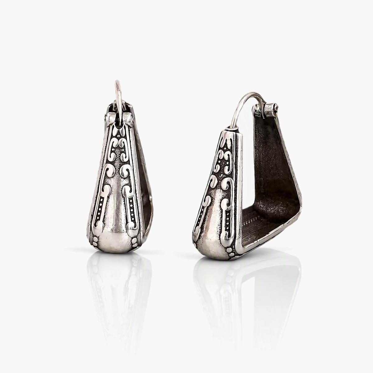 Vintage Etched Triangle Hoop Earrings