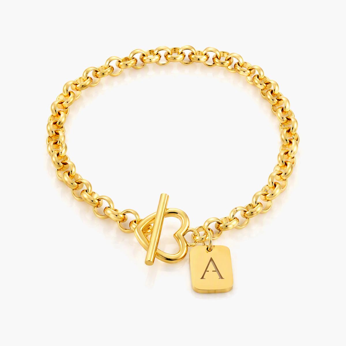 Dainty Heart Toggle Letter Charm Bracelet