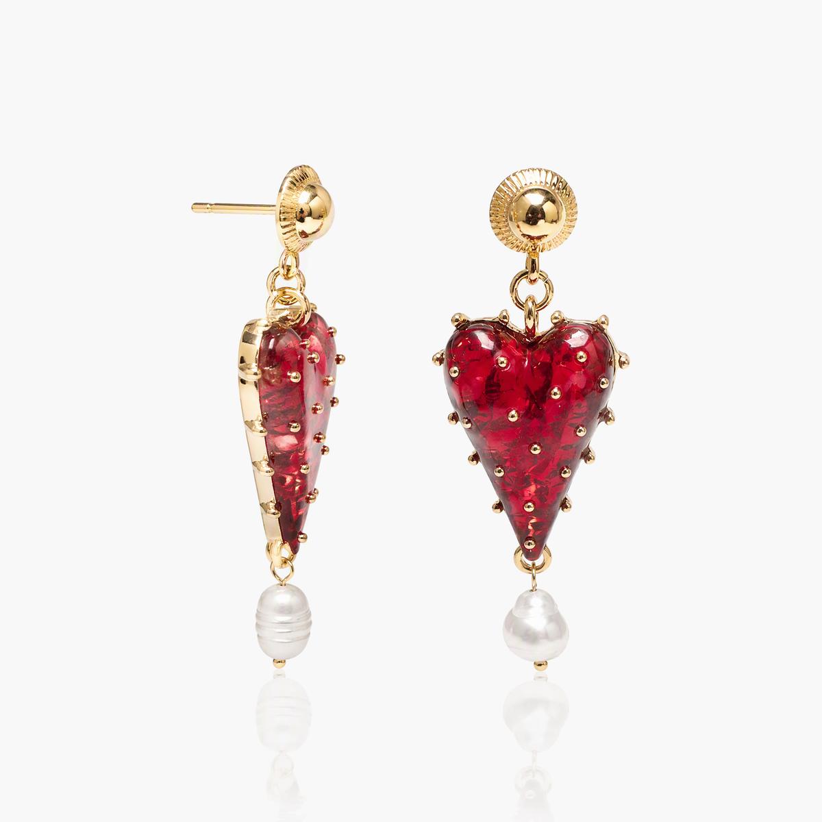 Heart Charm Drop Earrings