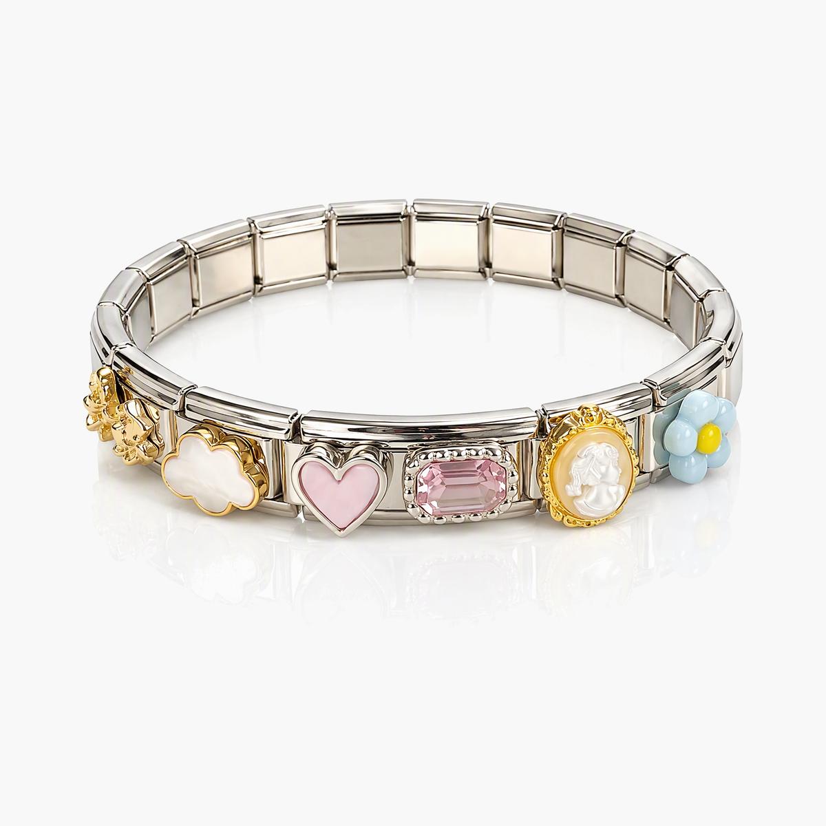 Cute Heart & Flower Charm Bracelet