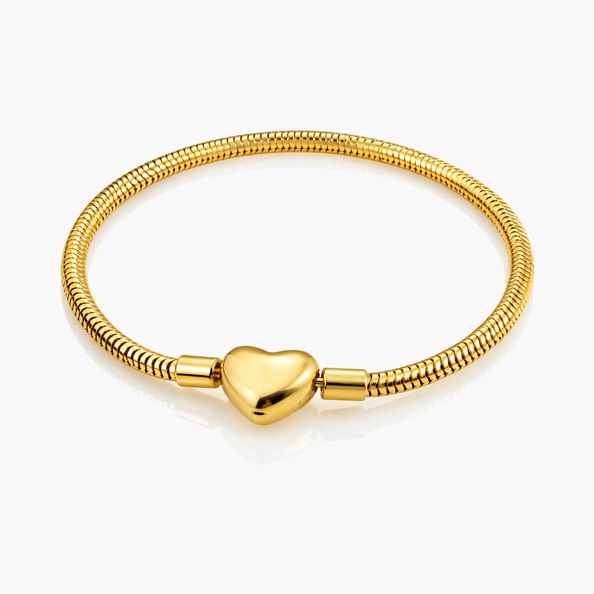 Snake Chain Heart Charm Bracelet