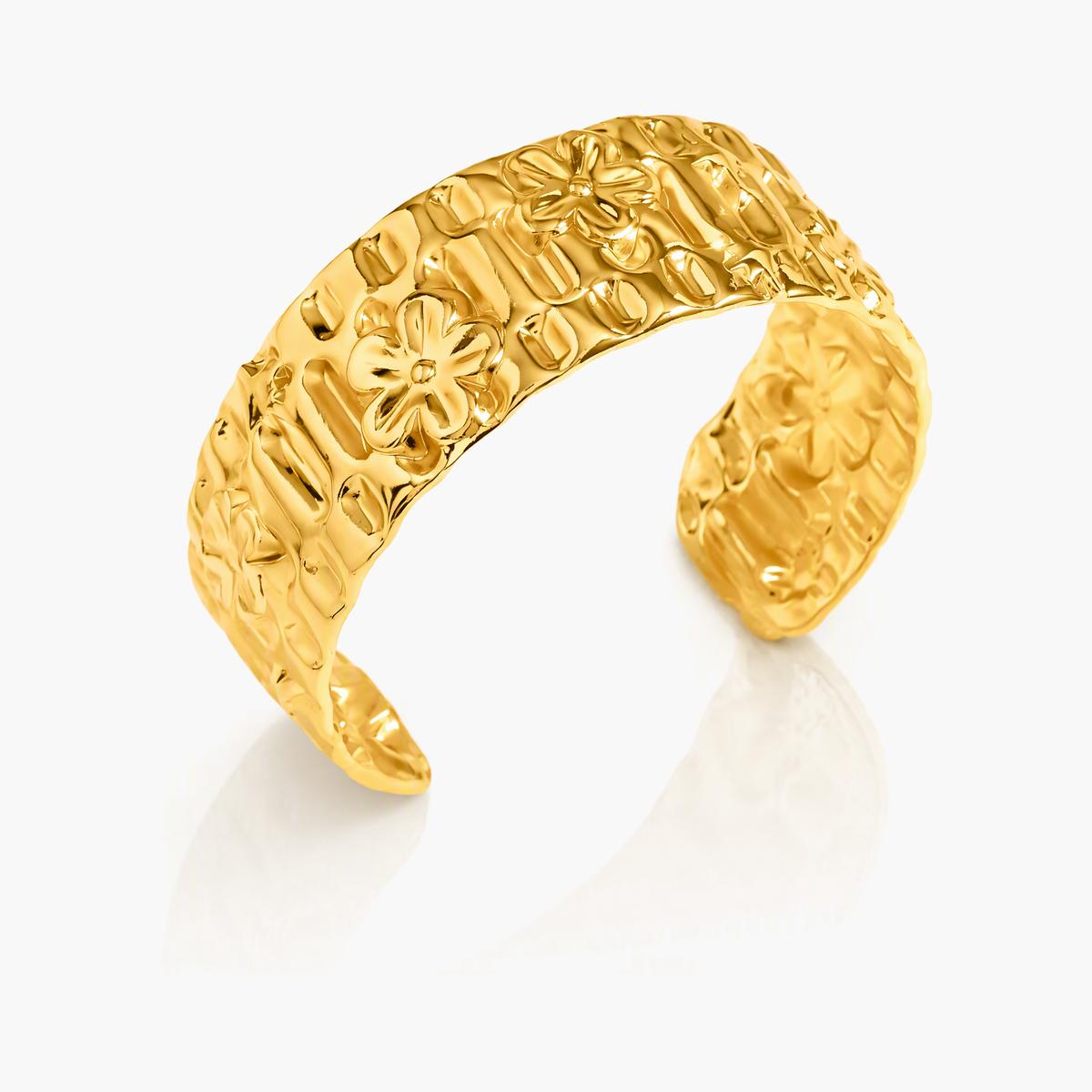 Floral Embossed Cuff Bracelet