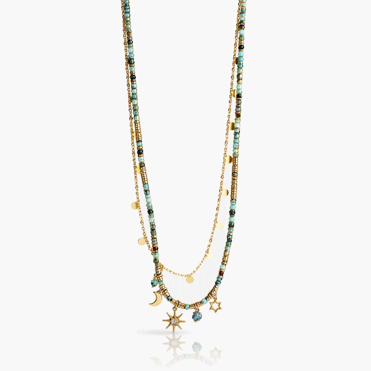 Boho Moon Star Beaded Necklace