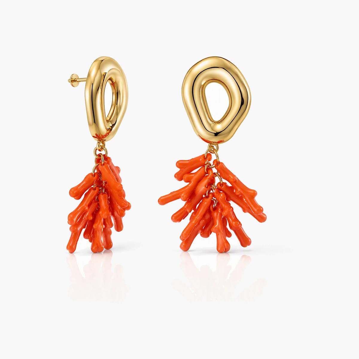Trendy Coral Branch Drop Earrings