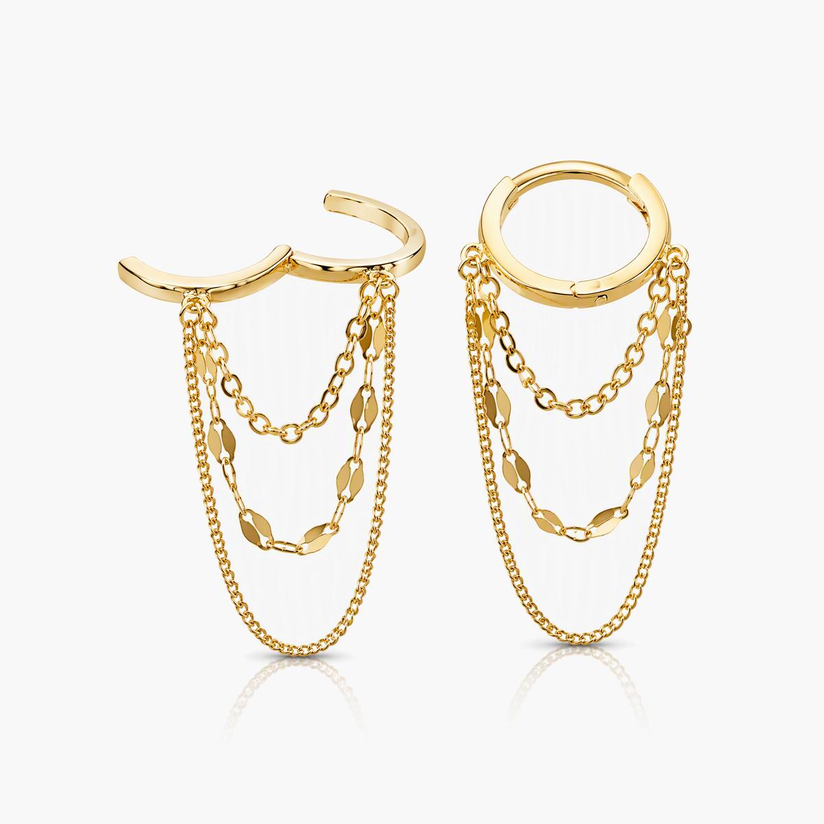 Dainty Double Chain Huggie Earrings