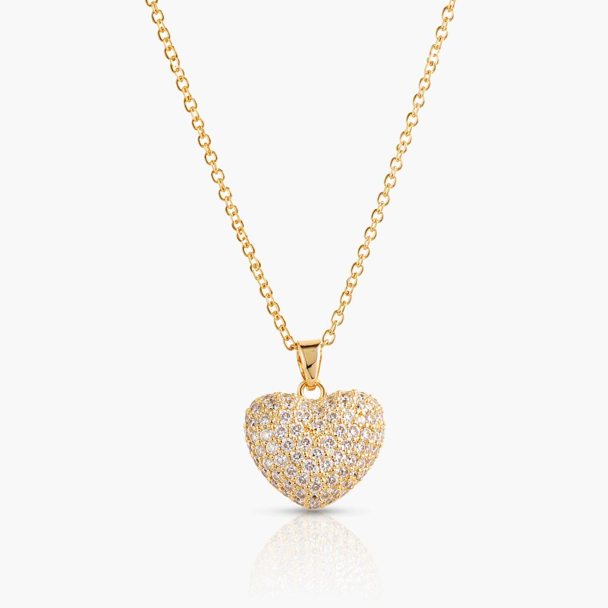 Paved Heart Pendant Necklace