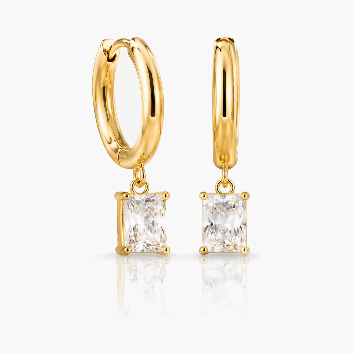 Square Stone Drop Earrings