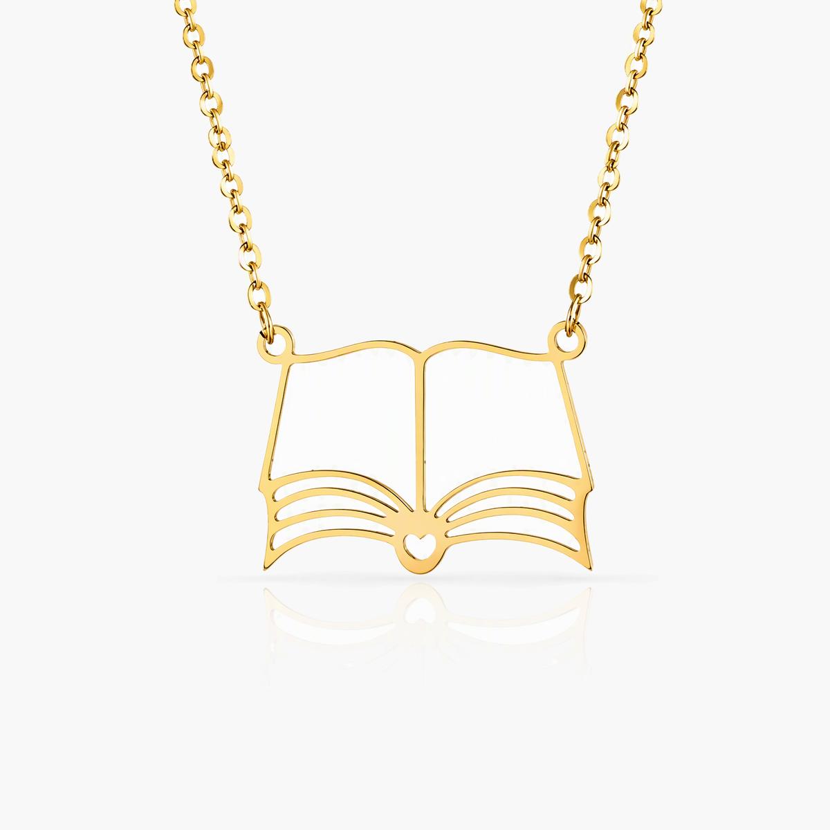 Dainty Open Book Pendant Necklace