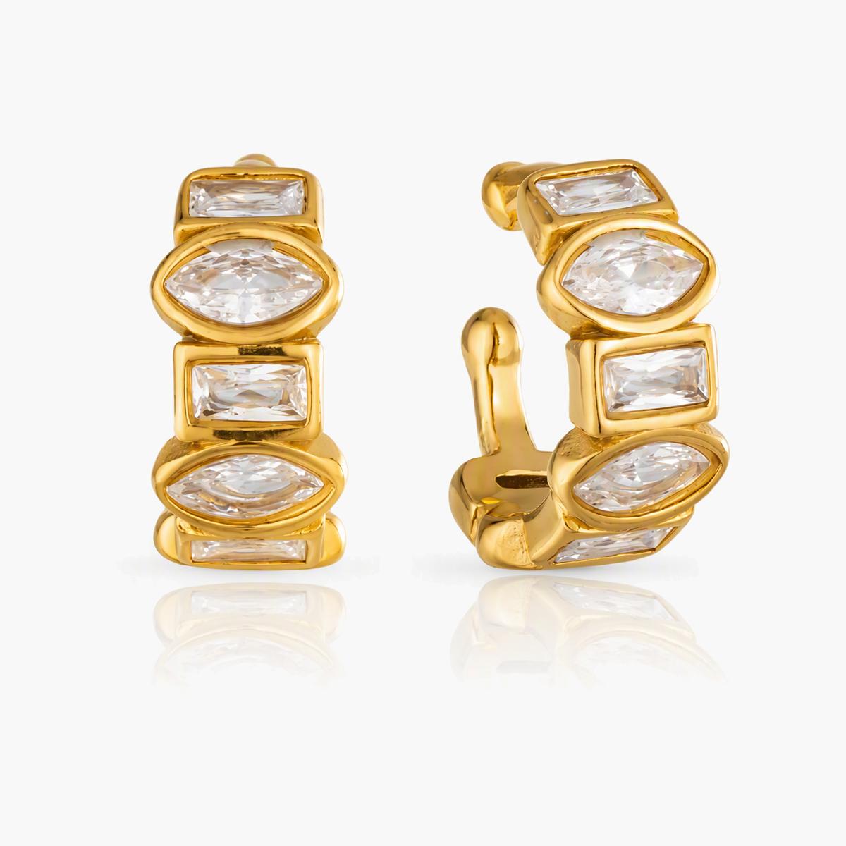 Multi-Stone Huggie Earrings