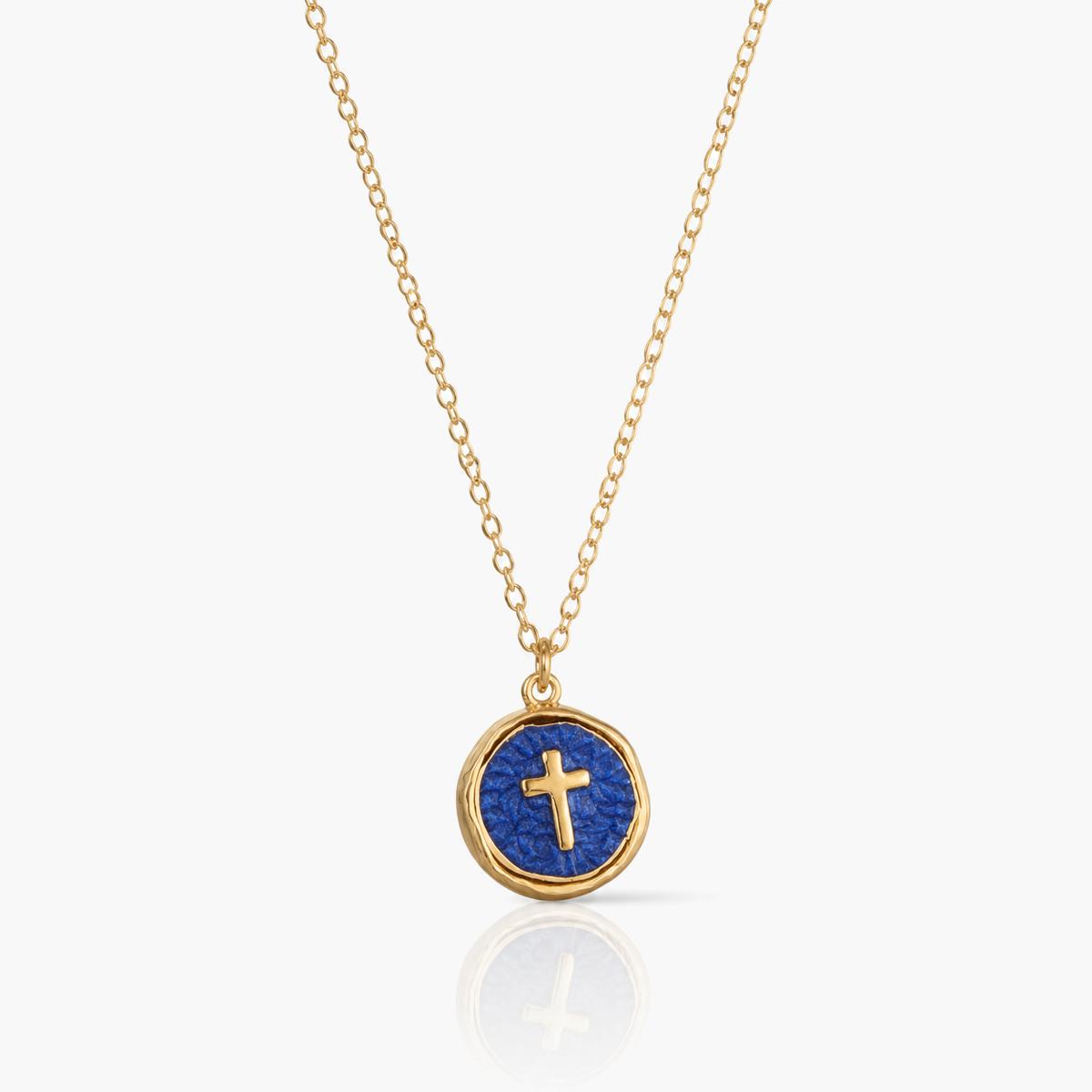 Dainty Cross Disc Pendant Necklace
