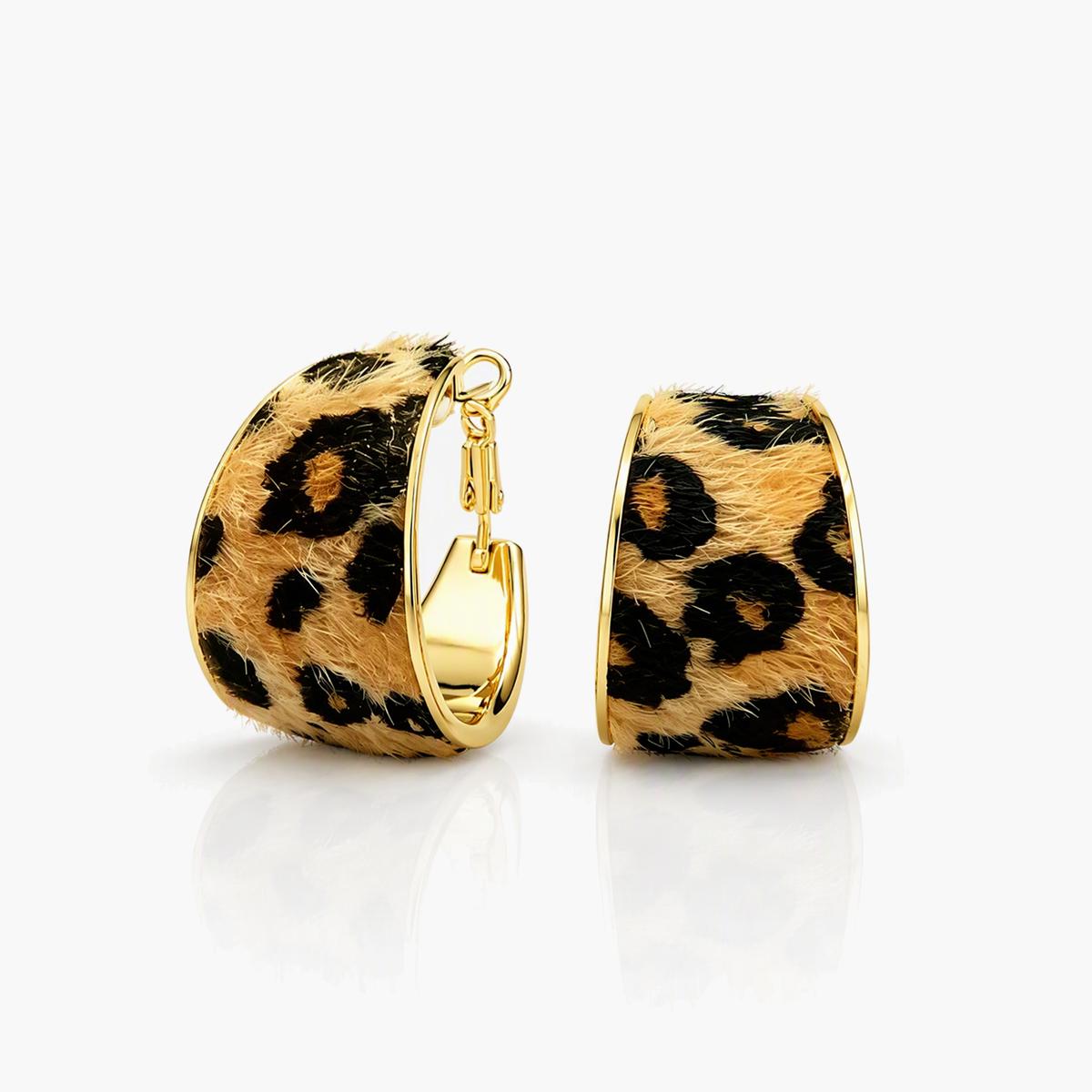 Leopard Print Wide Hoop Earrings