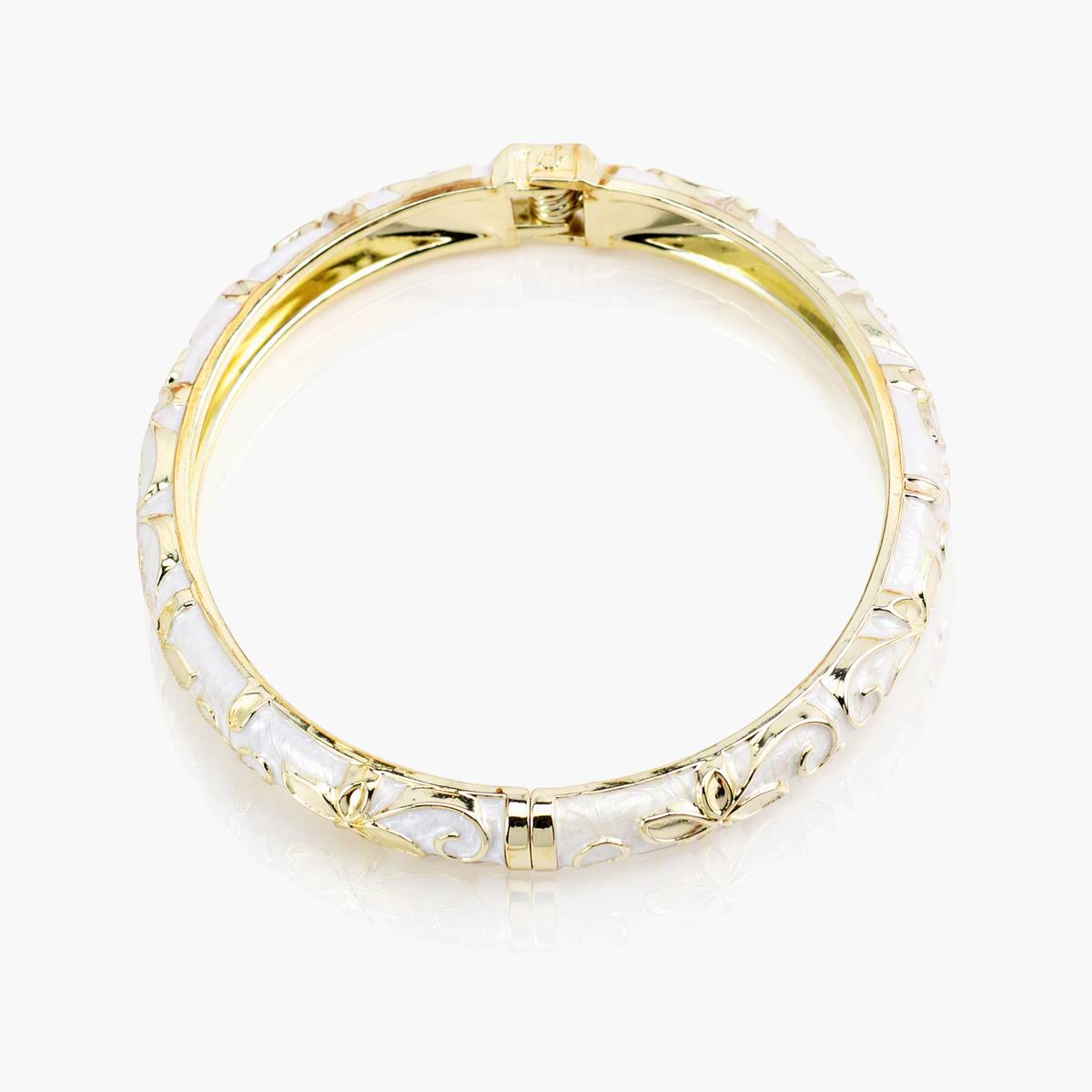 Vintage Floral Enamel Hinge Bangle
