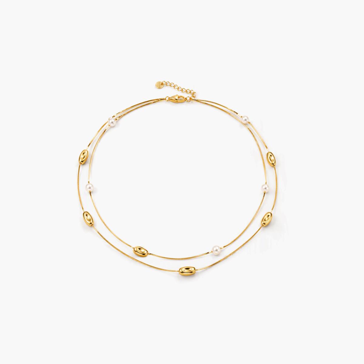 Dainty Oval Pearl Layered Necklace