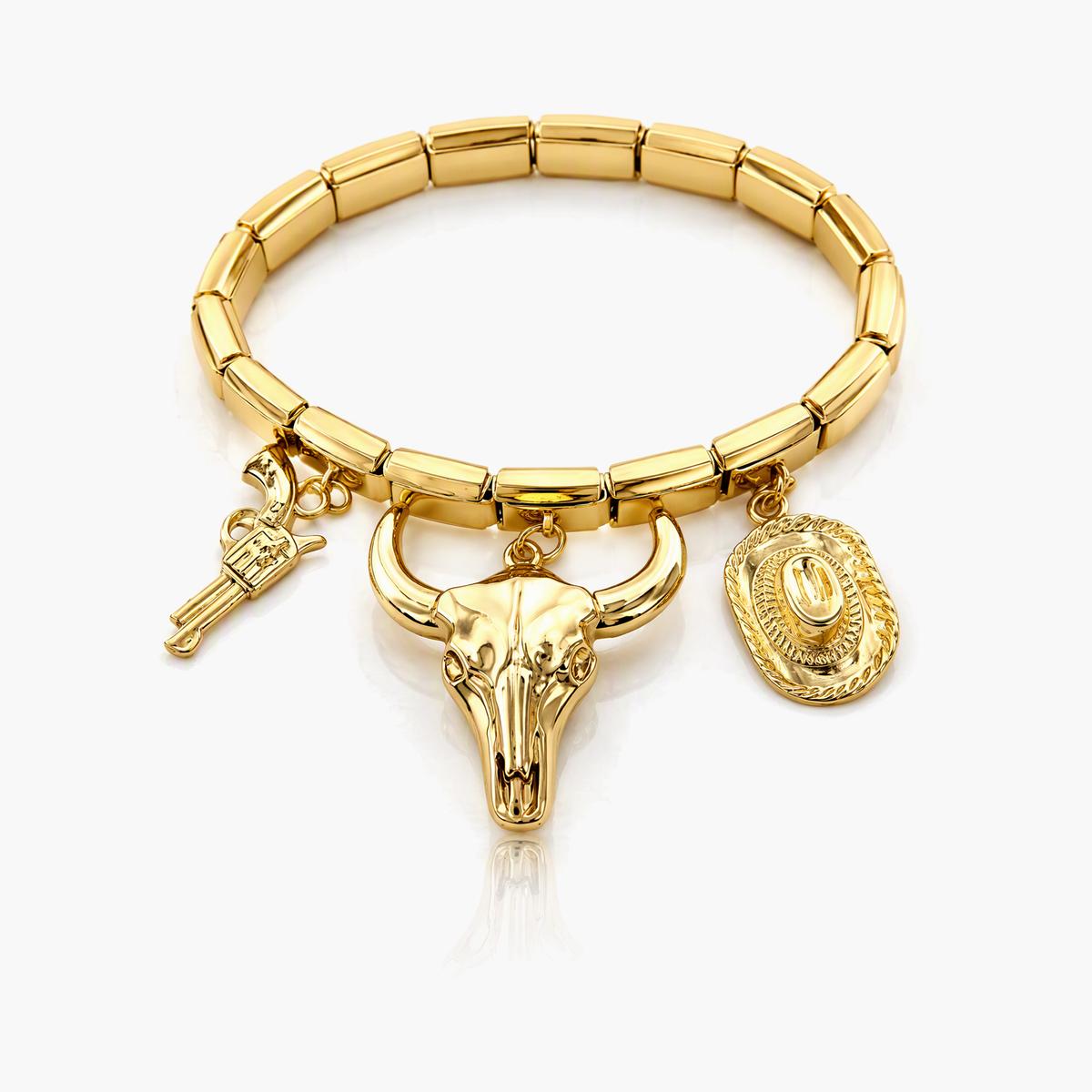 Trendy Bull Skull Charm Bracelet
