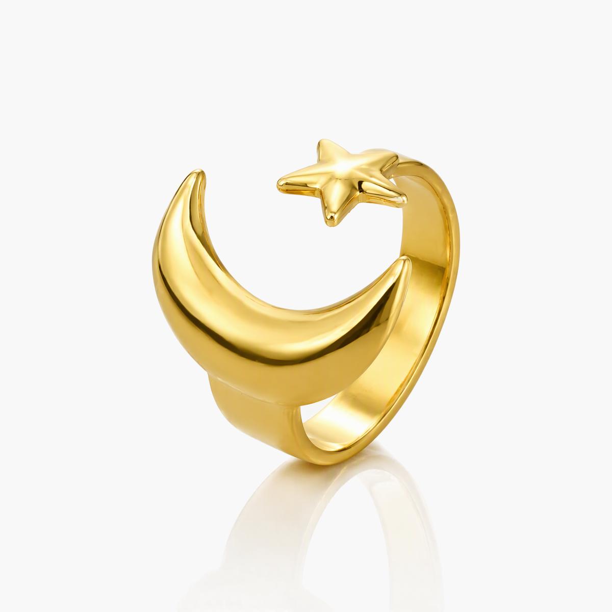 Cute Moon and Star Ring