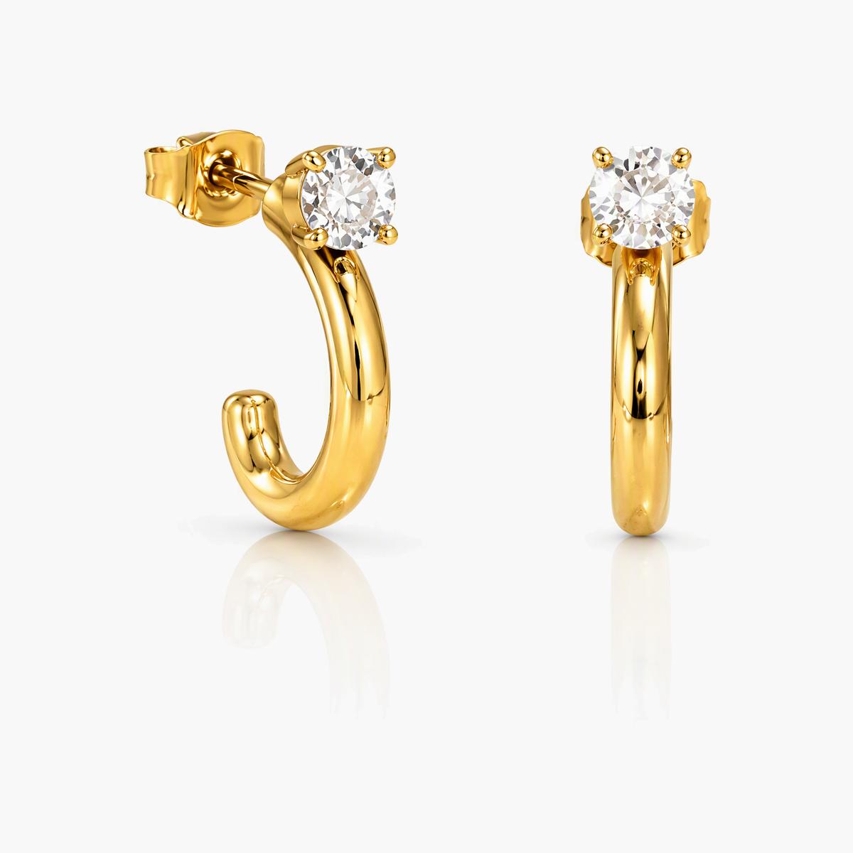 Single Stone Huggie Earrings