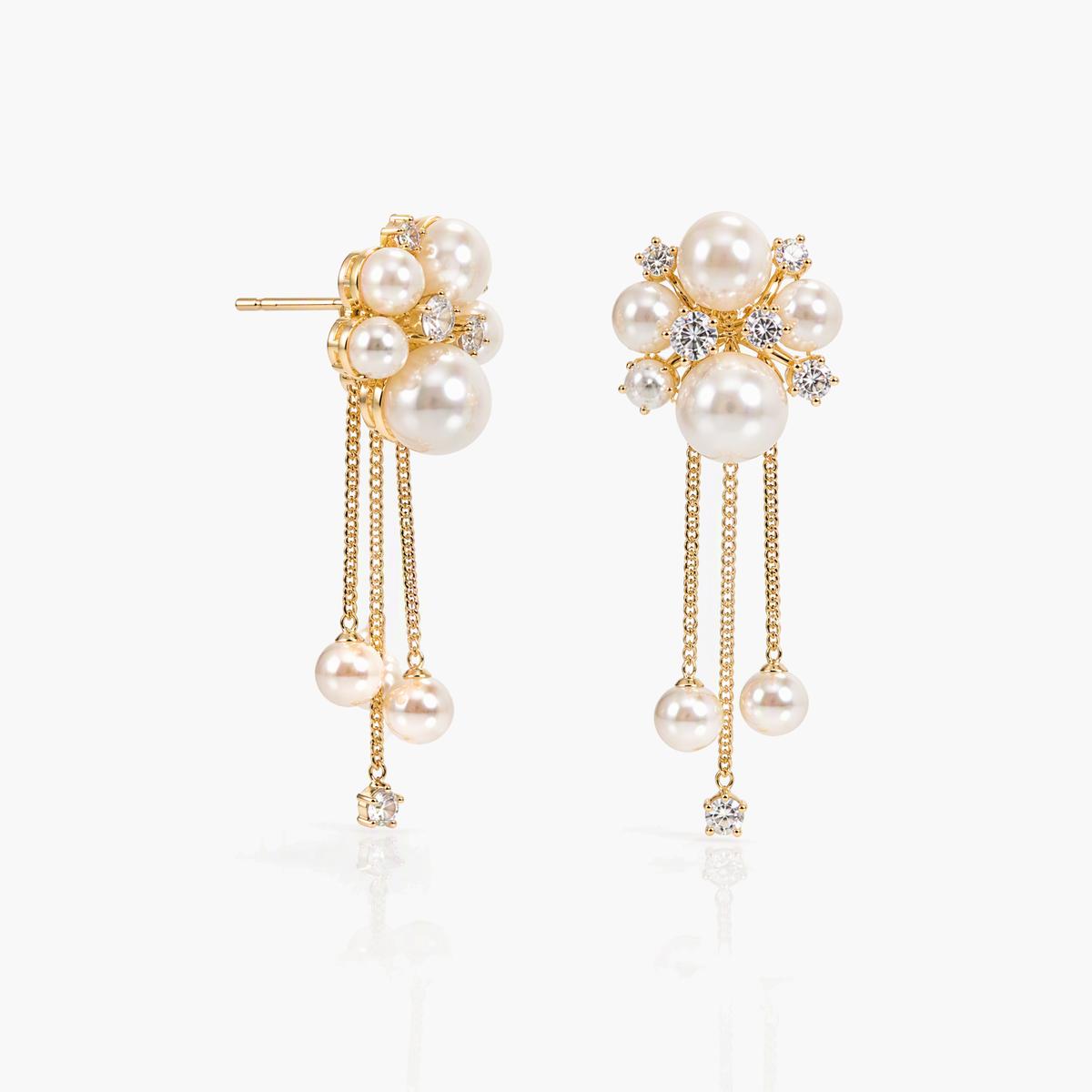 Elegant Pearl Flower Drop Earrings