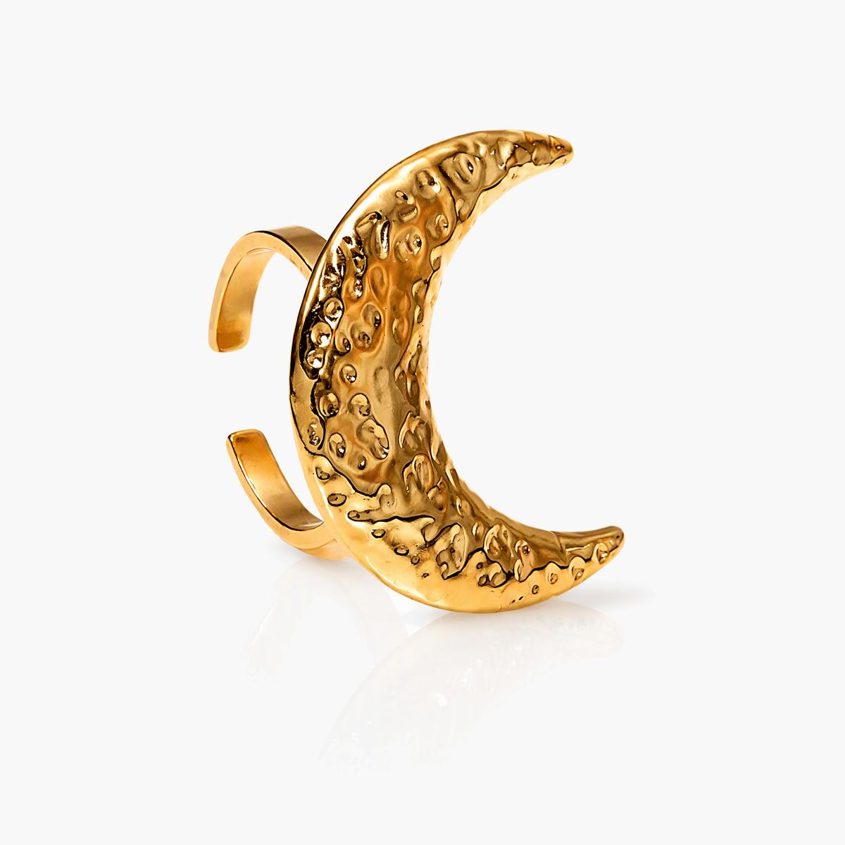 Crescent Moon Open Cuff Ring