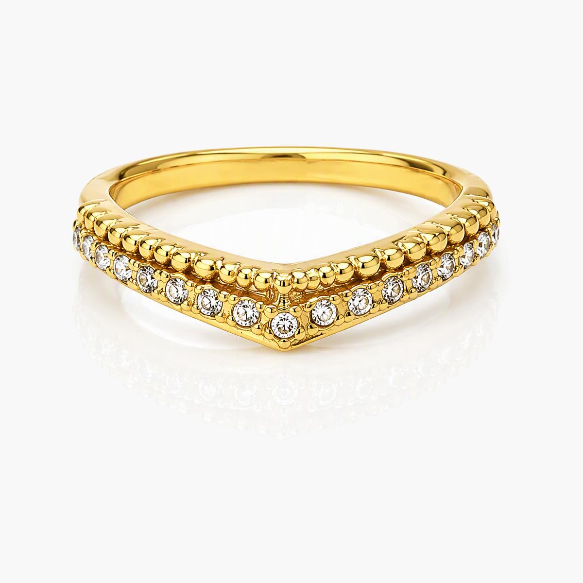 Dainty V-Shaped Pave Ring