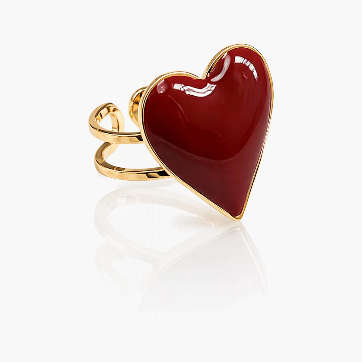 Cute Heart Open Cuff Ring