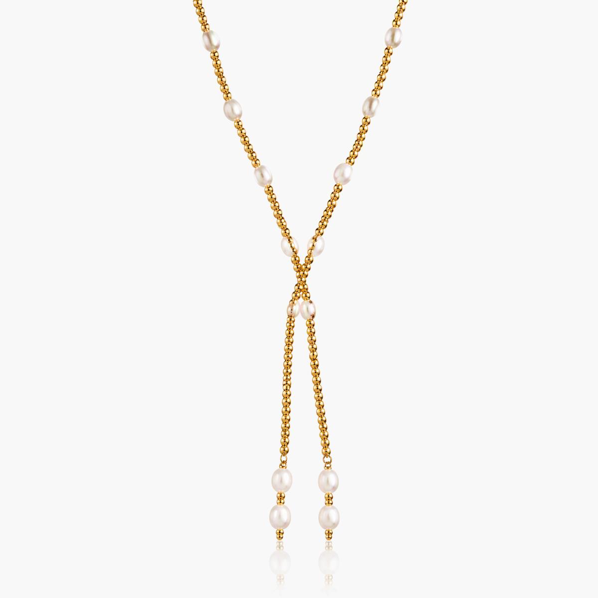 Elegant Pearl Lariat Necklace