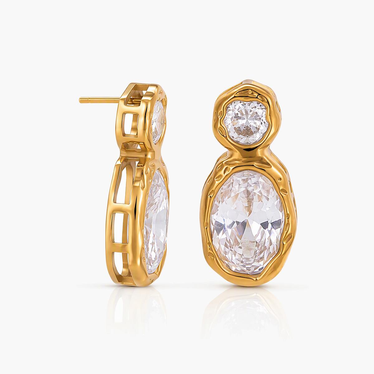Elegant Double Stone Drop Earrings