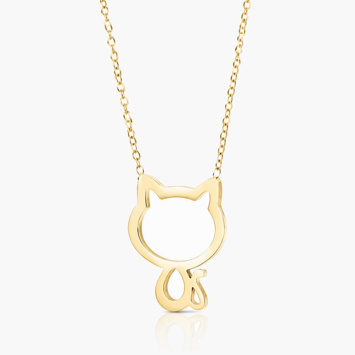 Cute Cat Outline Pendant Necklace