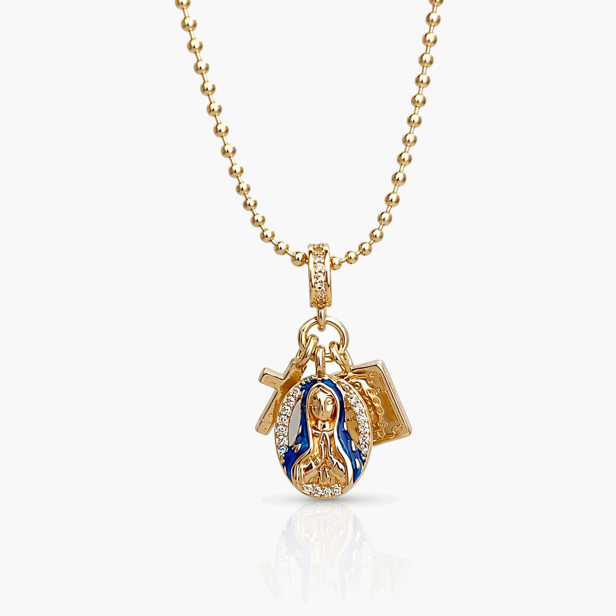 Virgin Mary Oval Pendant Necklace