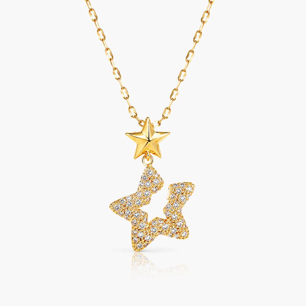 Dainty Heart and Star Pendant Necklace