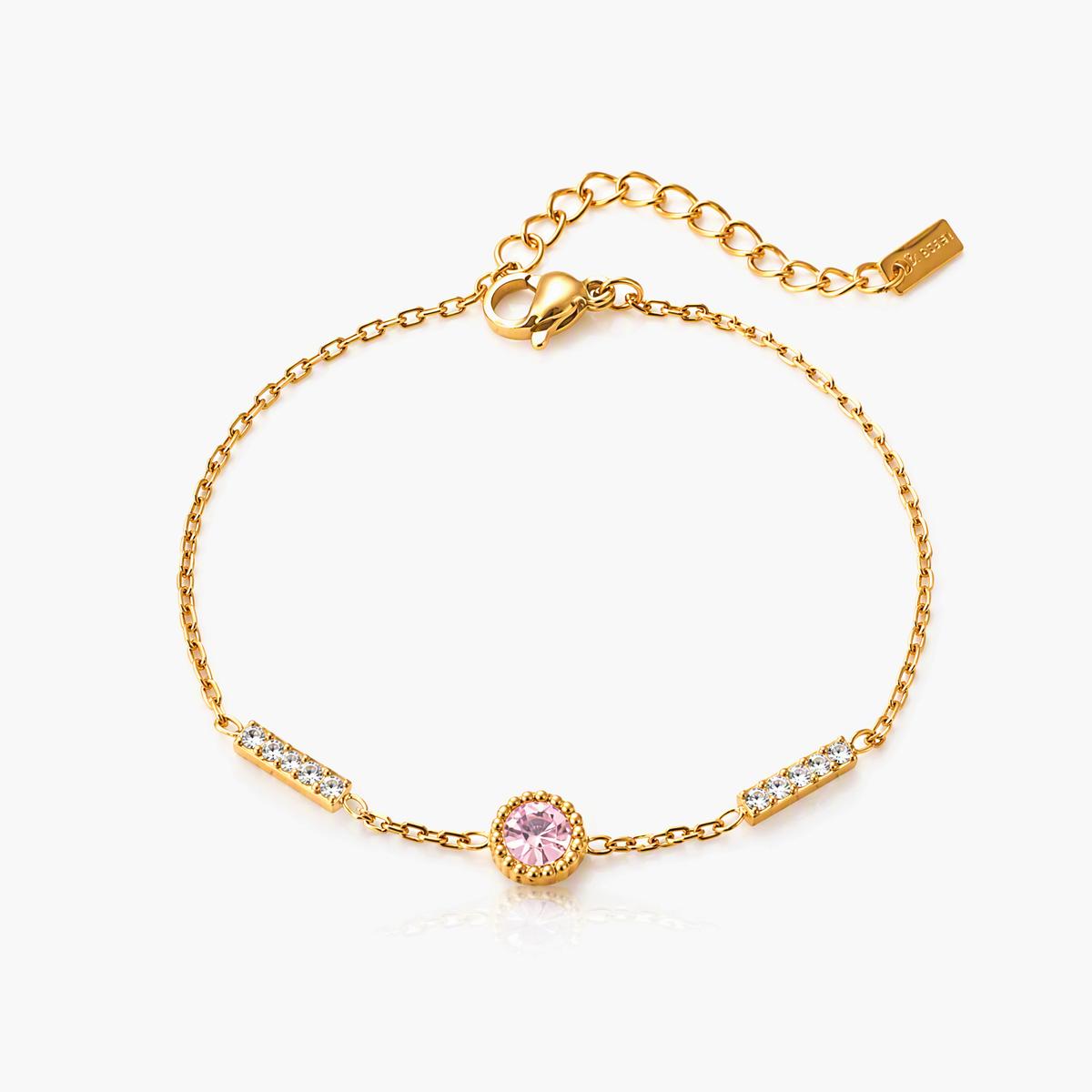 Dainty Stone Bar Link Bracelet