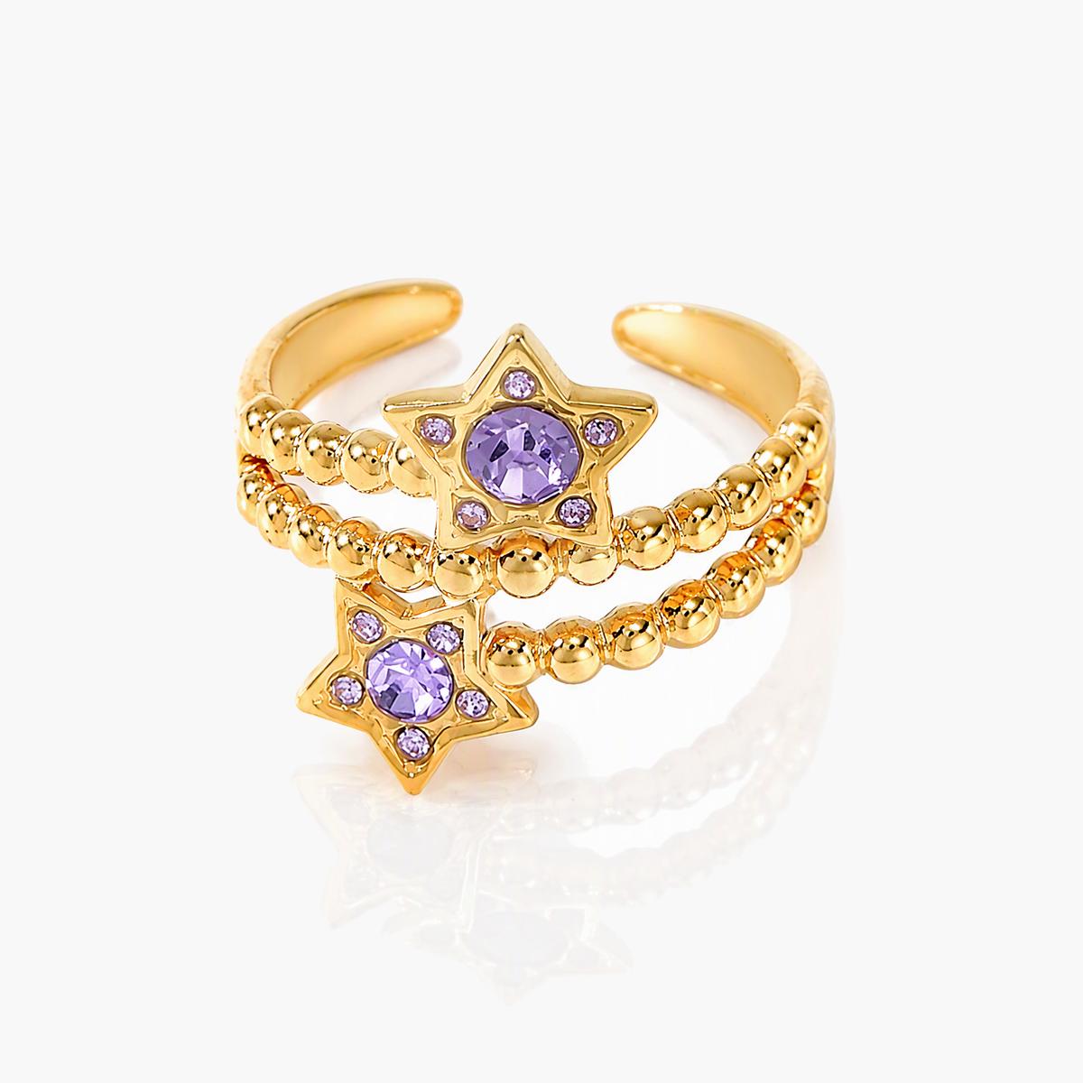 Dainty Double Star Beaded Ring