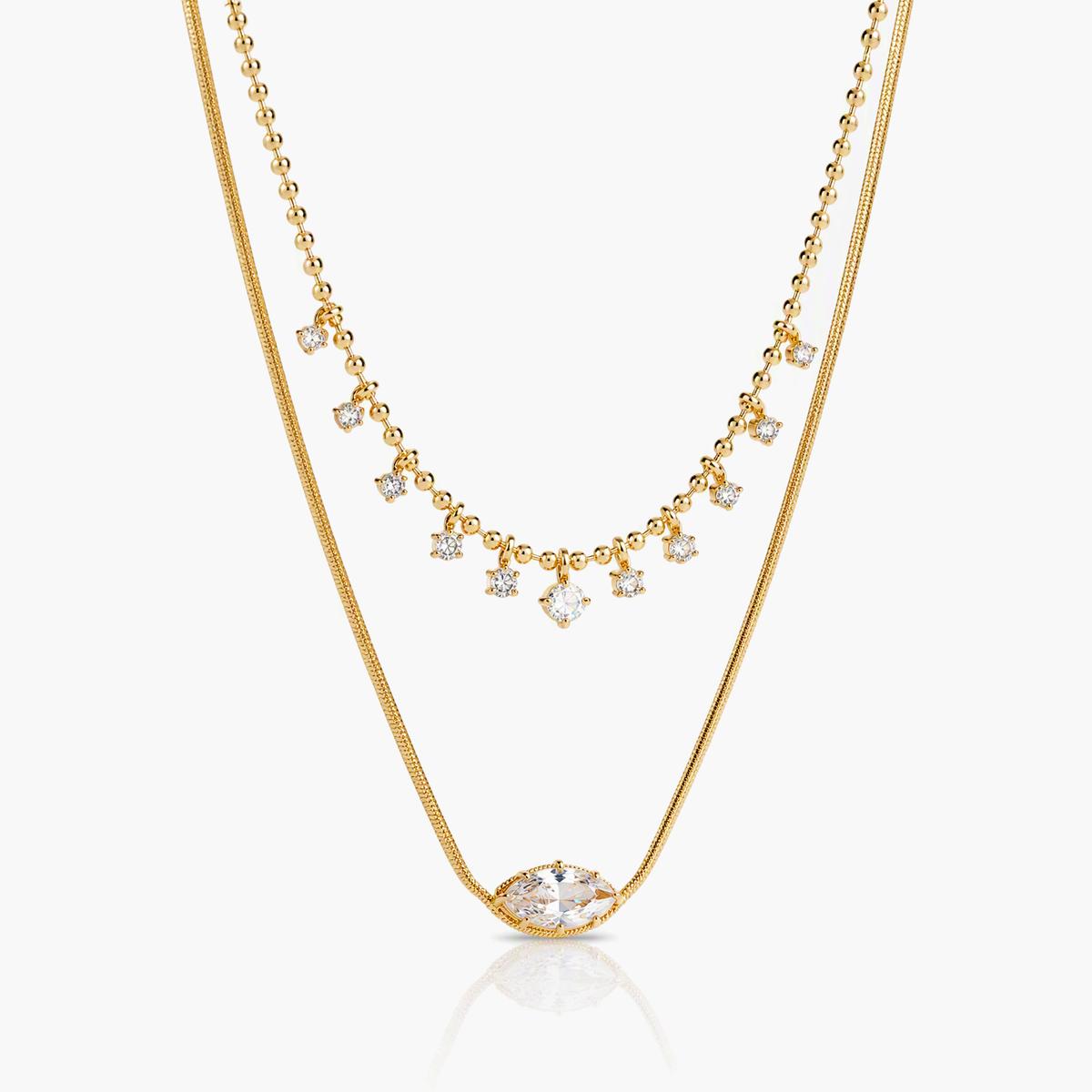 Dainty Marquise Stone Layered Necklace