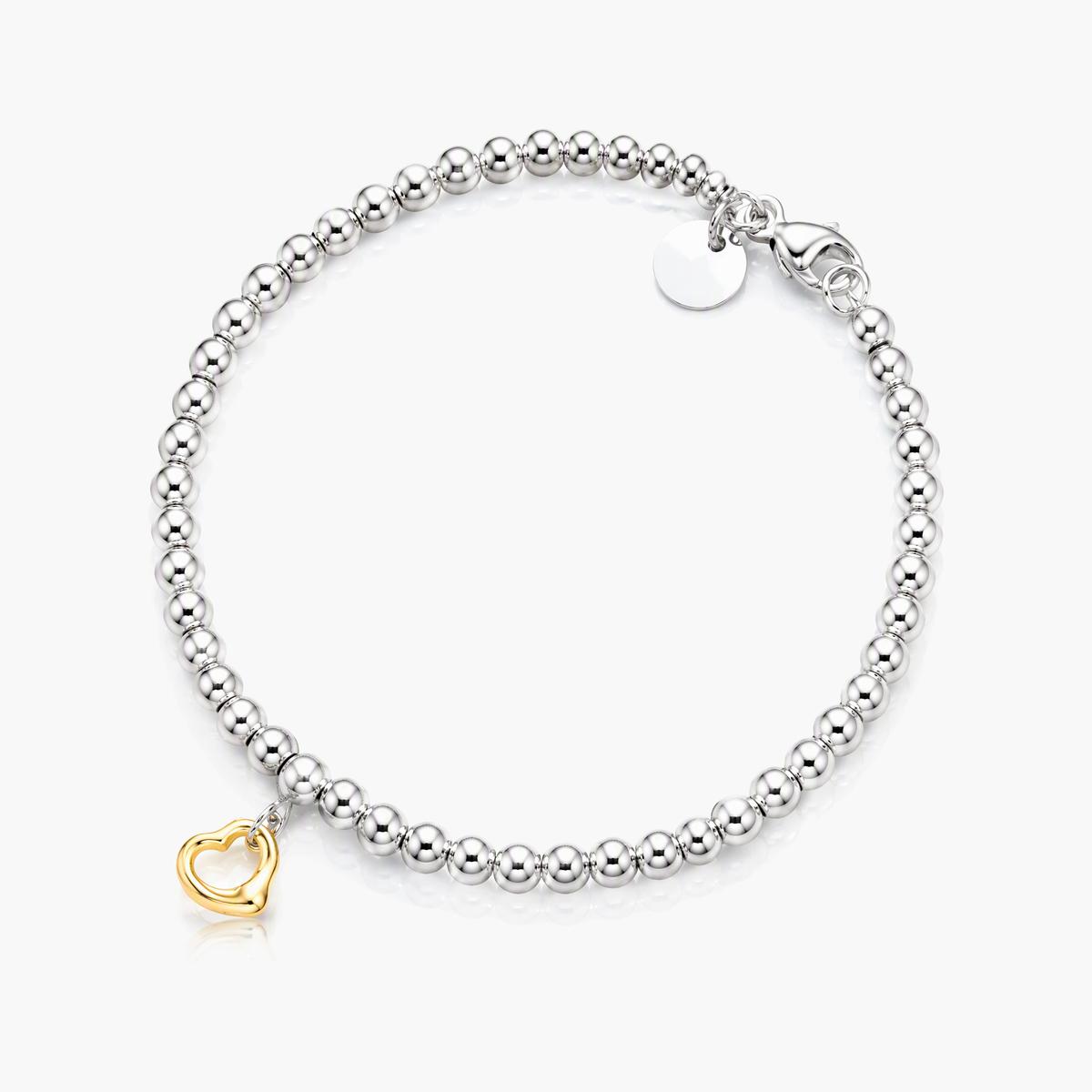 Dainty Beaded Heart Charm Bracelet