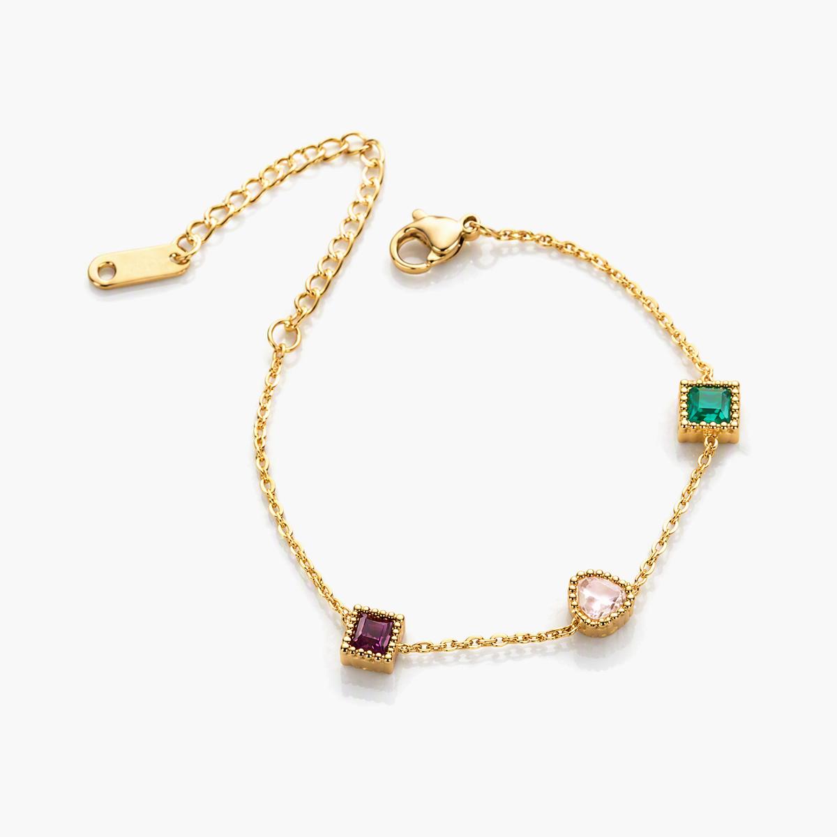 Dainty Heart & Square Charm Bracelet