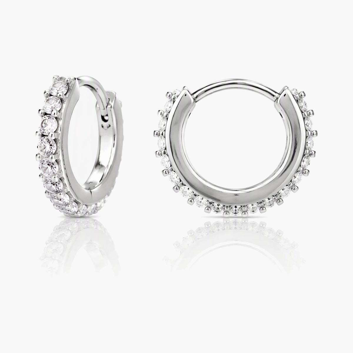 Dainty Paved Huggie Earrings