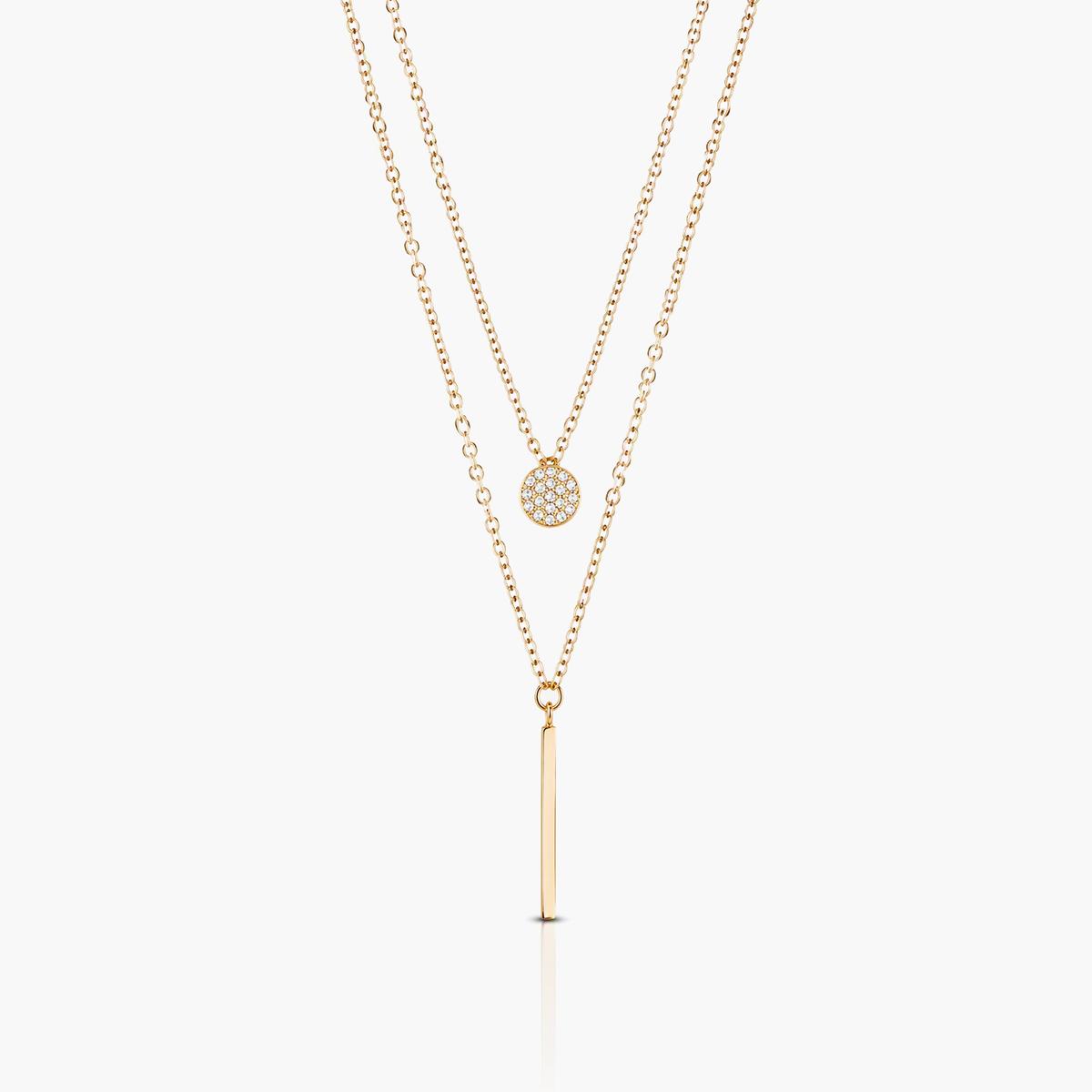 Dainty Disc And Bar Layered Necklace