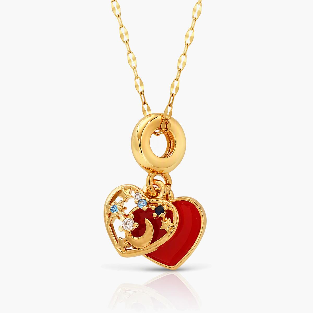 Cute Heart Moon Star Pendant Necklace