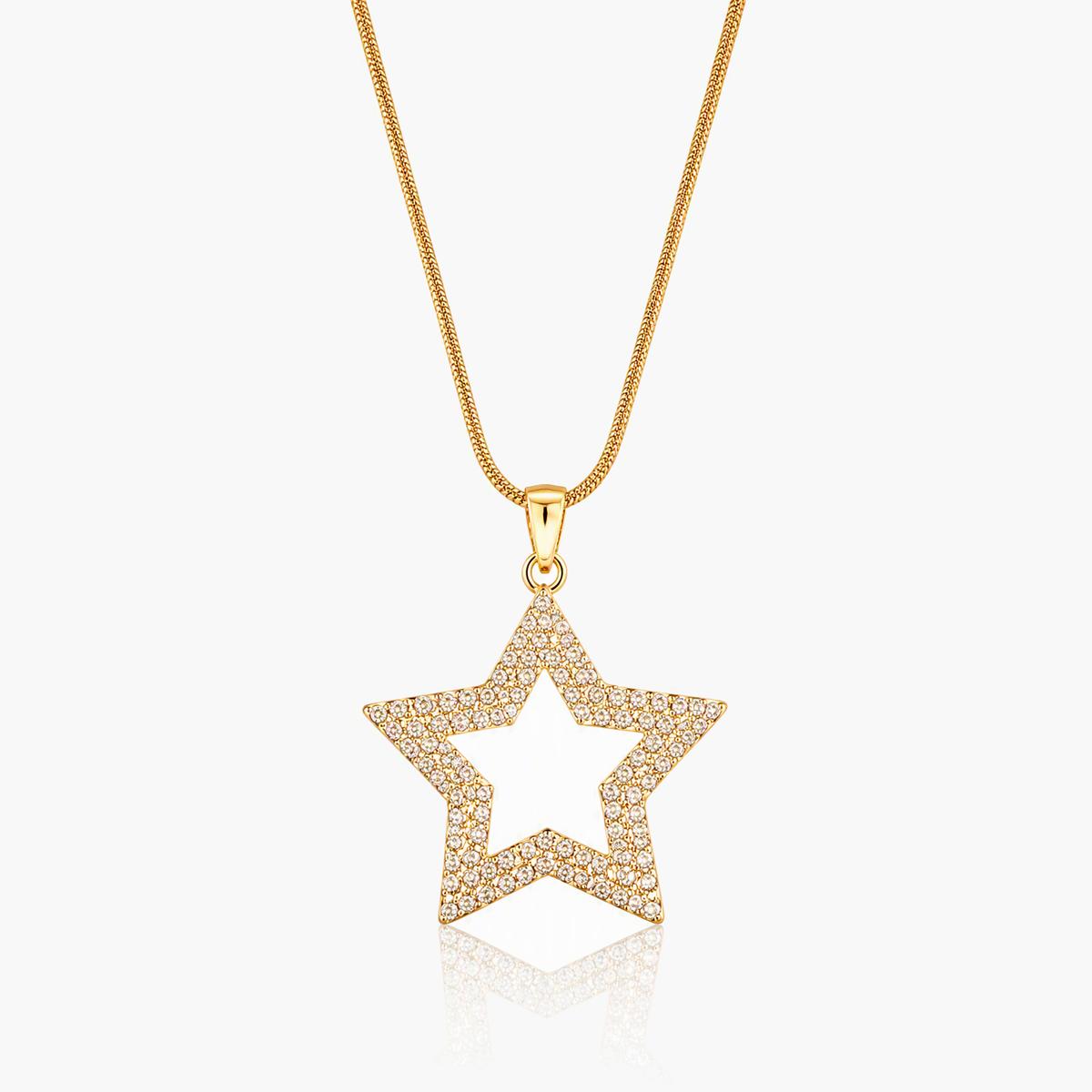 Trendy Open Star Pendant Necklace