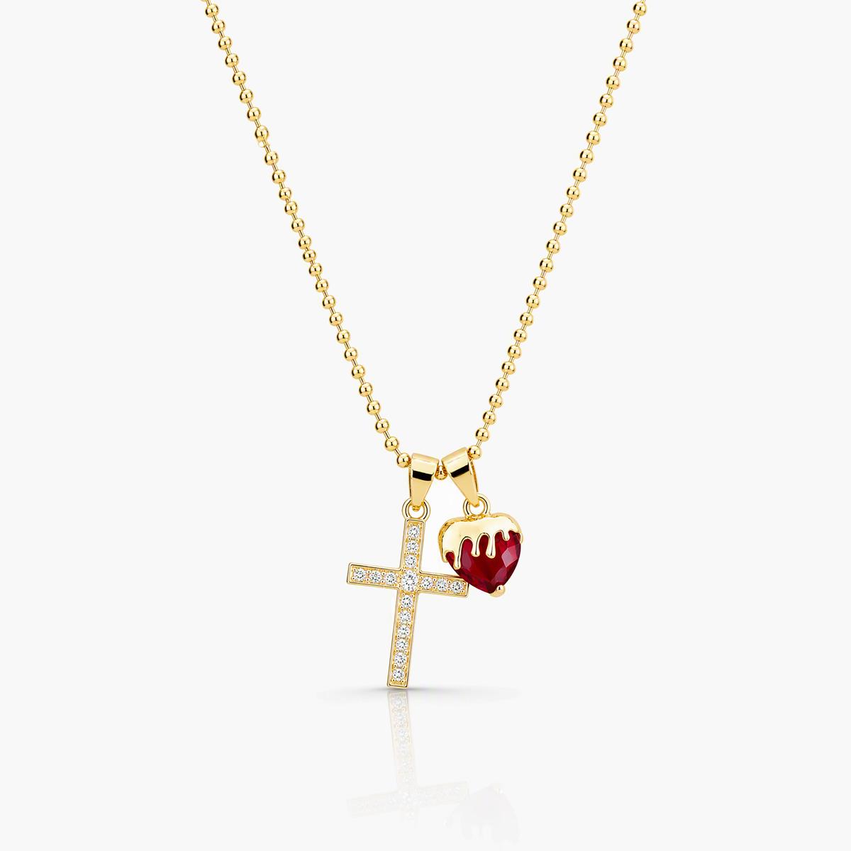 Trendy Cross And Heart Pendant Necklace