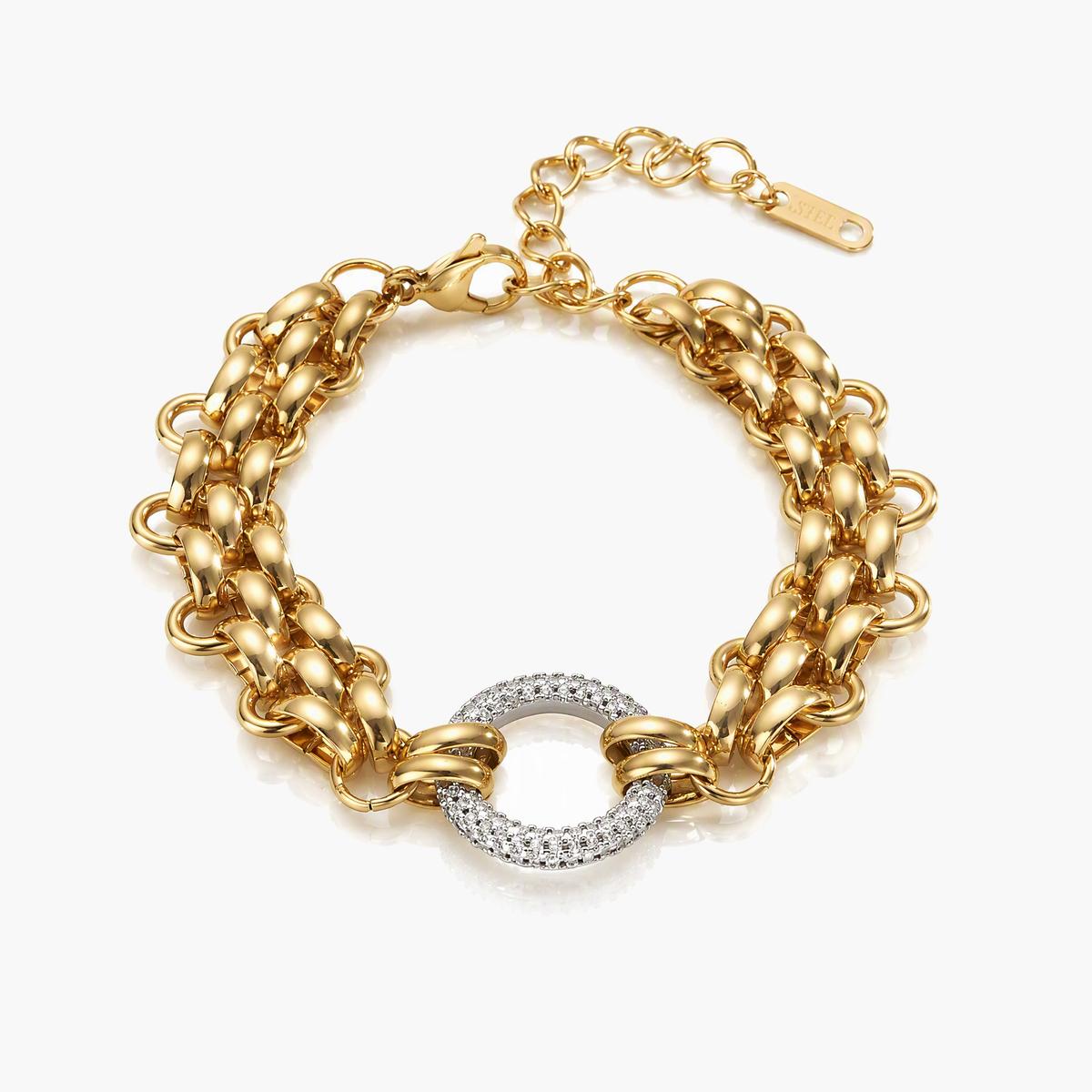 Trendy Paved Ring Chain Bracelet