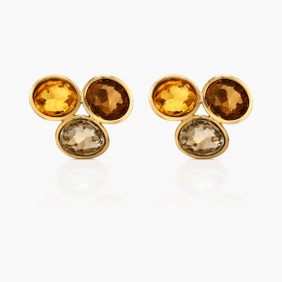 Trendy Three-Stone Cluster Stud Earrings