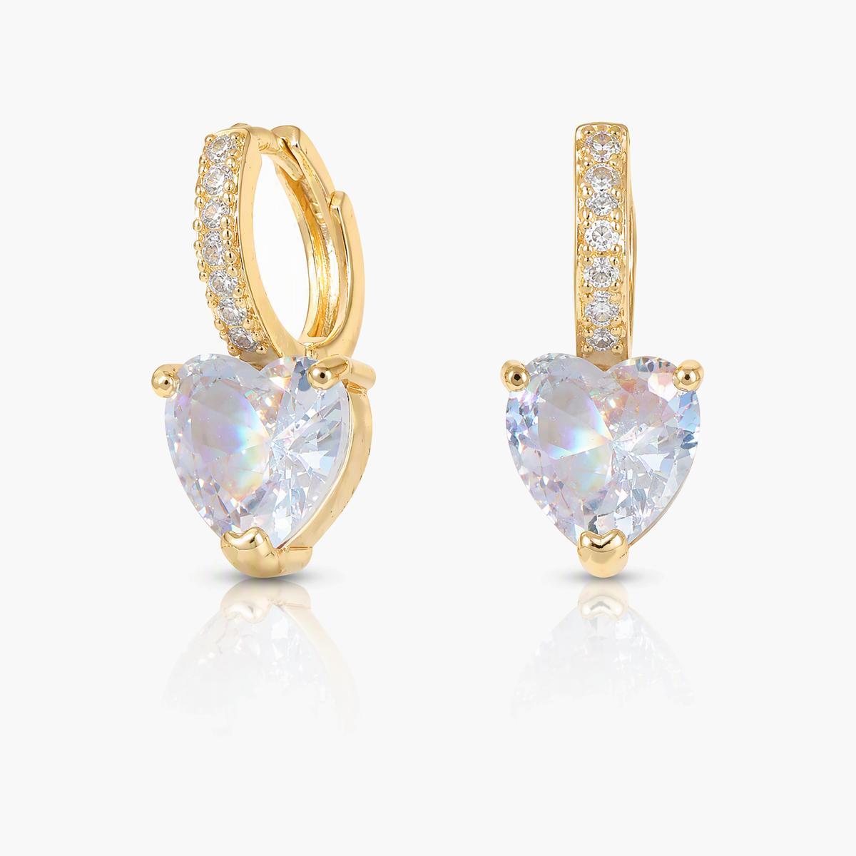 Dainty Heart Drop Huggie Earrings