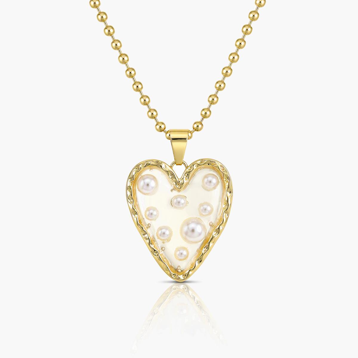 Pearl Heart and Star Pendant Necklace