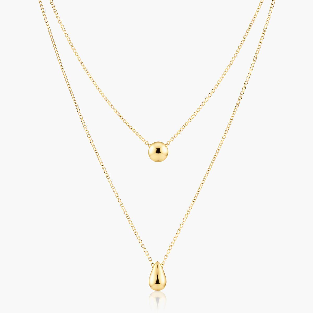 Dainty Sphere & Teardrop Necklace