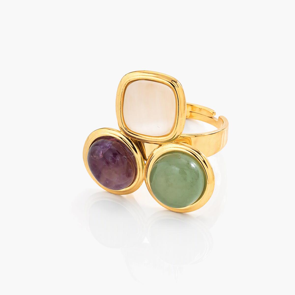 Trendy Three-Stone Cluster Ring
