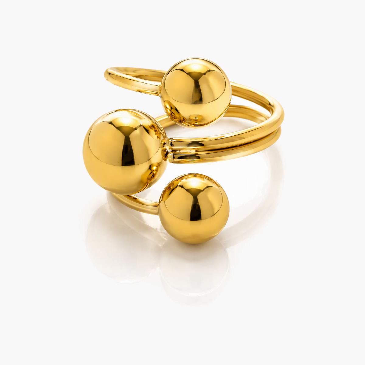 Trendy Triple Sphere Ring