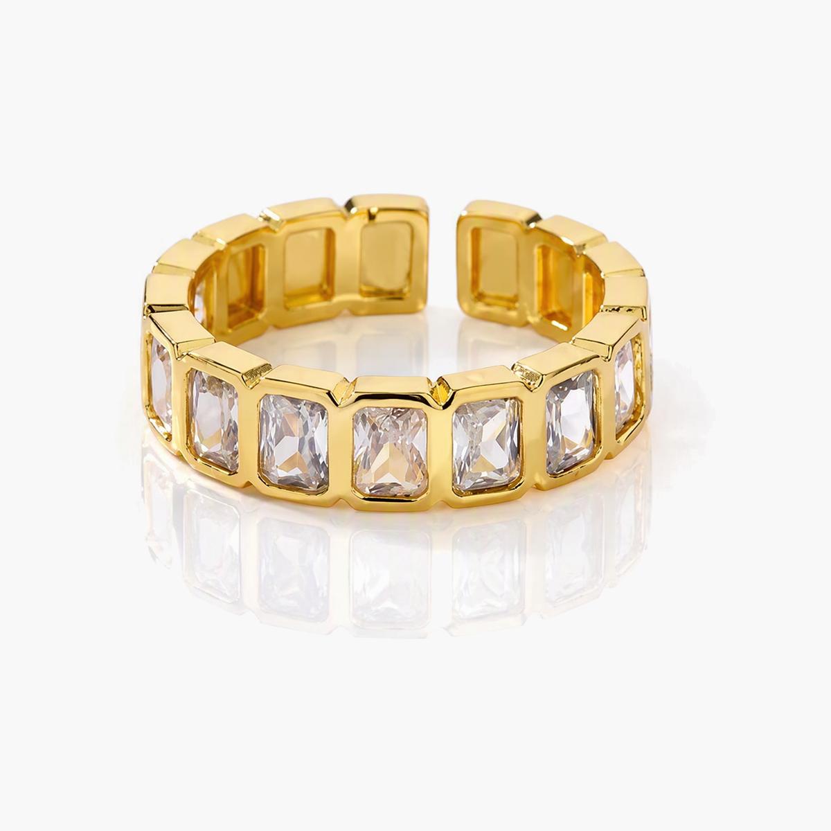 Dainty Square Stone Band Ring