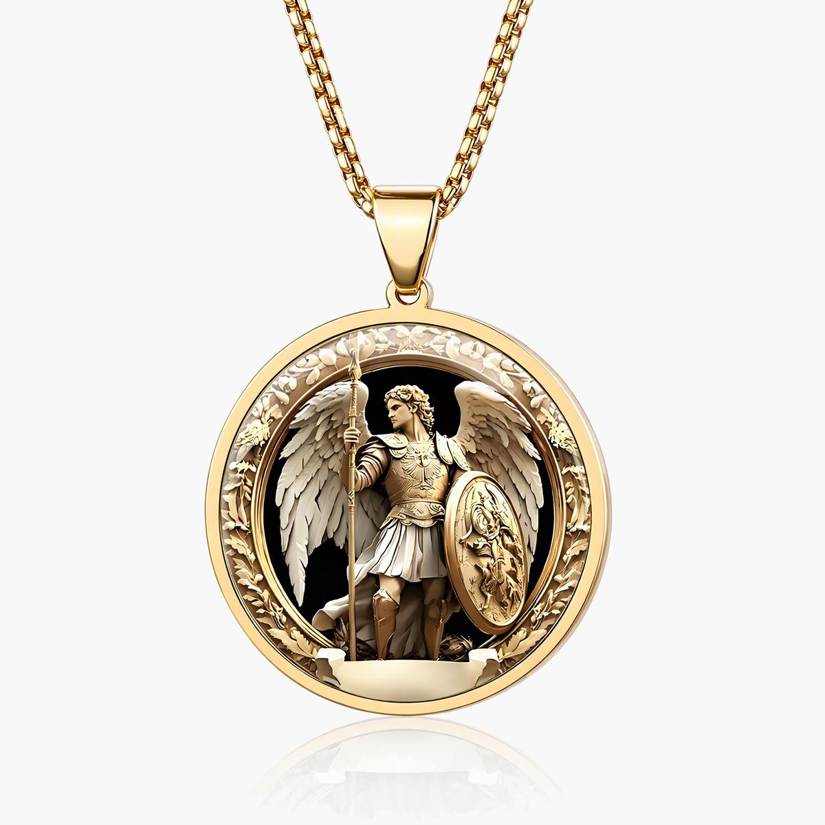 Vintage Angel Medallion Pendant Necklace