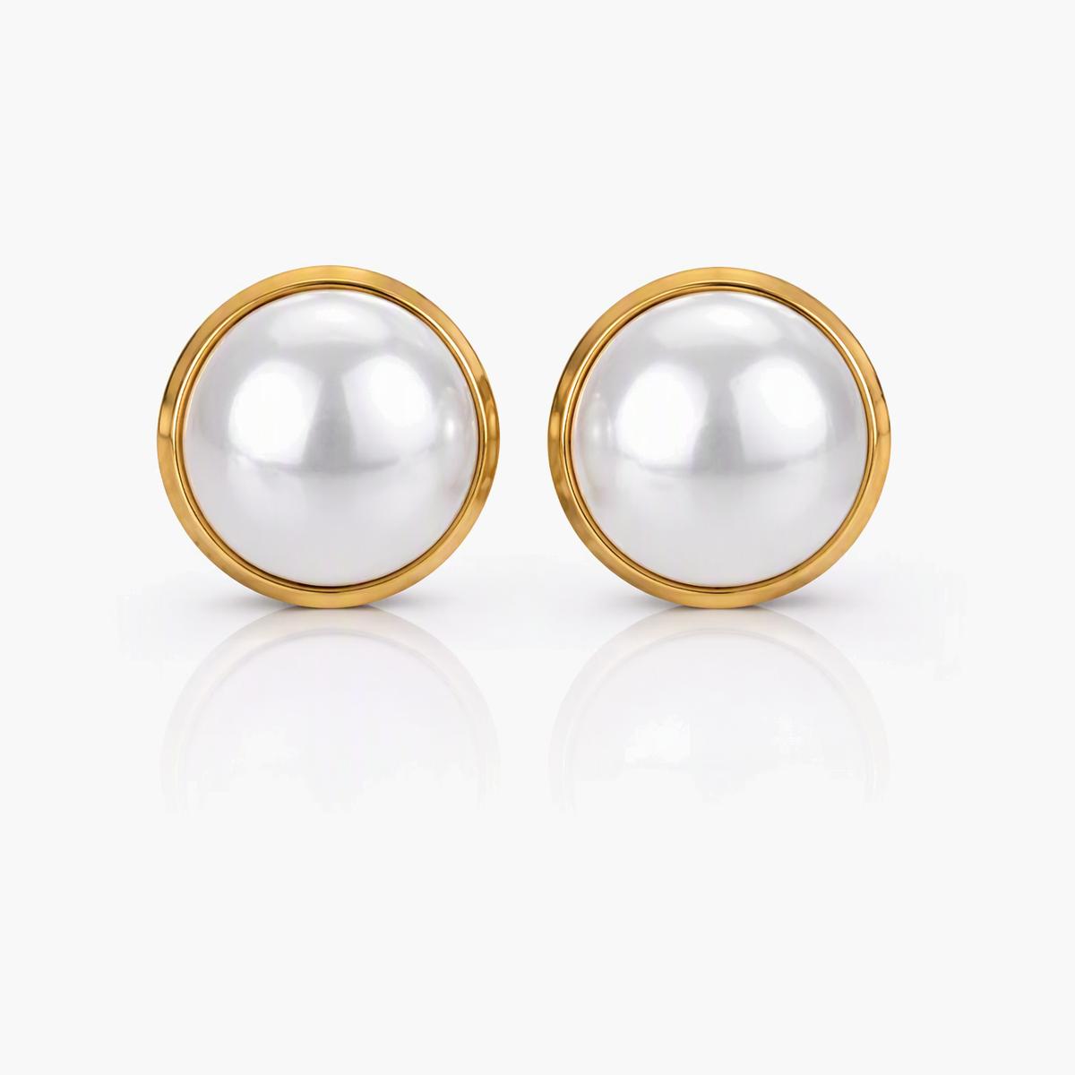 Elegant Round Pearl Stud Earrings