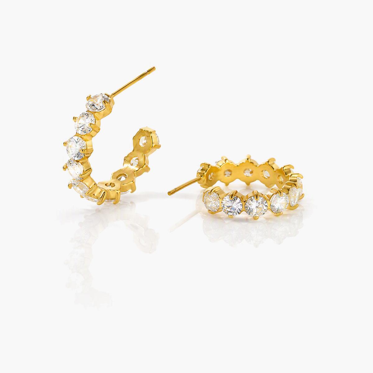 Dainty Stone Huggie Earrings